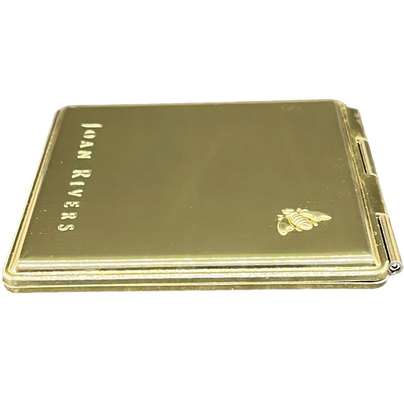Vintage Joan Rivers Bee Square Compact Mirror Regular & Magnified Black Cover - Picture 5 of 10